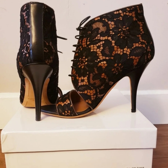 Givenchy Lace & Leather Peep-toe Heels - Picture 6 of 7